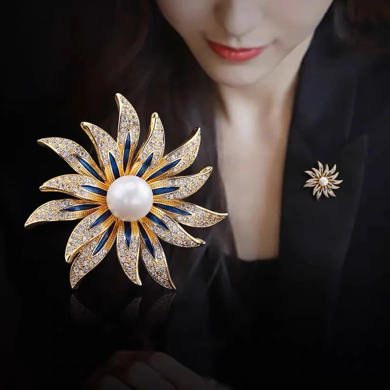 合金胸针 小香风太阳花徽章胸针女 百搭个性西装大衣外套衣服别针