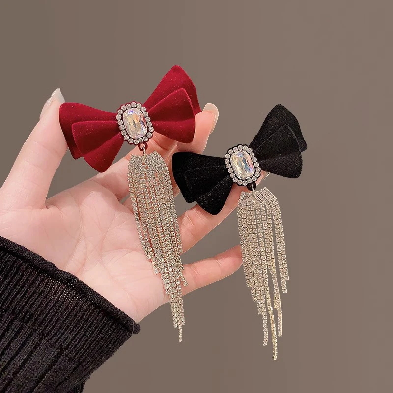 法式复古蝴蝶结后脑勺发夹优雅轻奢流苏时尚小香风发夹百搭弹簧夹