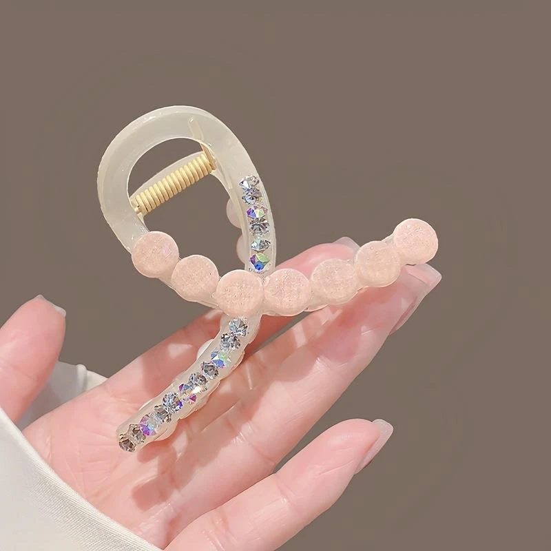 法式轻奢闪钻中号发夹头饰气质彩色盘发半扎发卡超仙清新优雅抓夹