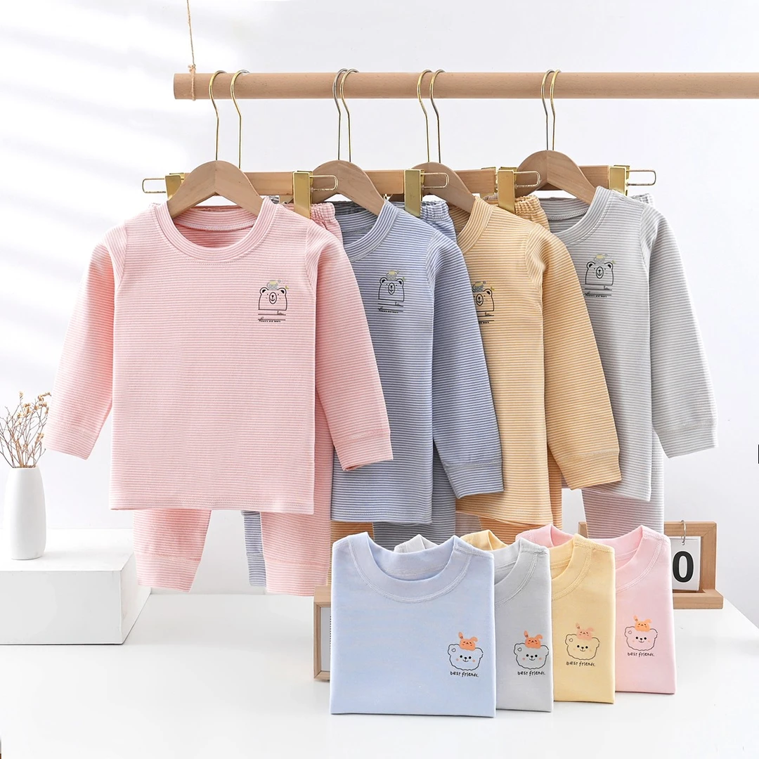 5533秋冬彩棉儿童秋衣秋裤套装加厚保暖家居服男女童宝宝睡衣打底