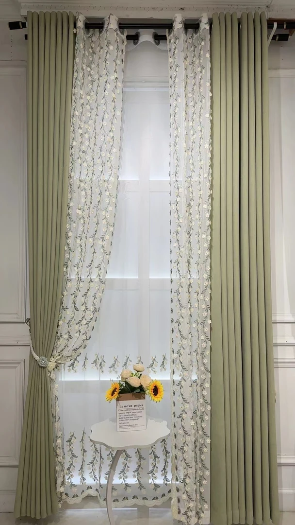 耐思高端成品窗帘客厅卧室遮光家用薄荷奶绿