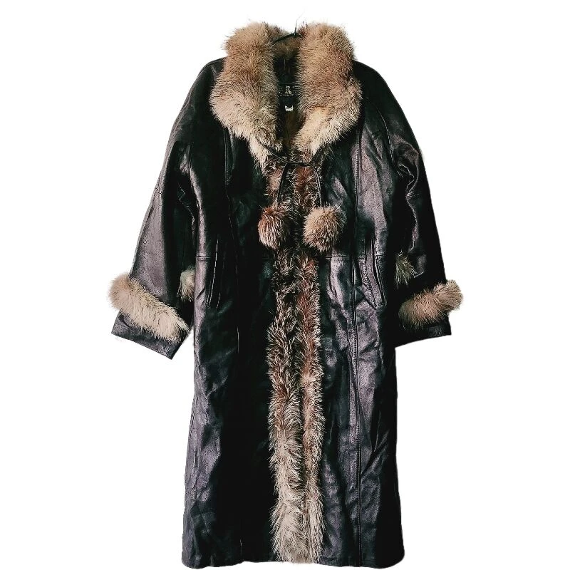 中长款女士黑色冬季时尚皮衣