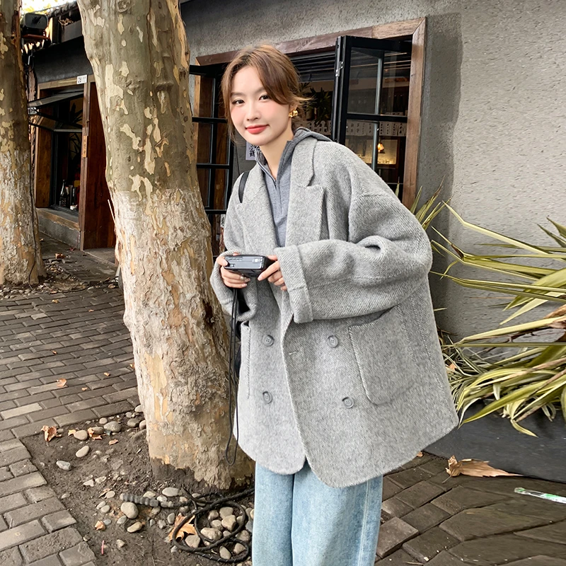 西装双面毛呢外套女秋冬季今年流行高级感超好看气质羊毛呢子大衣