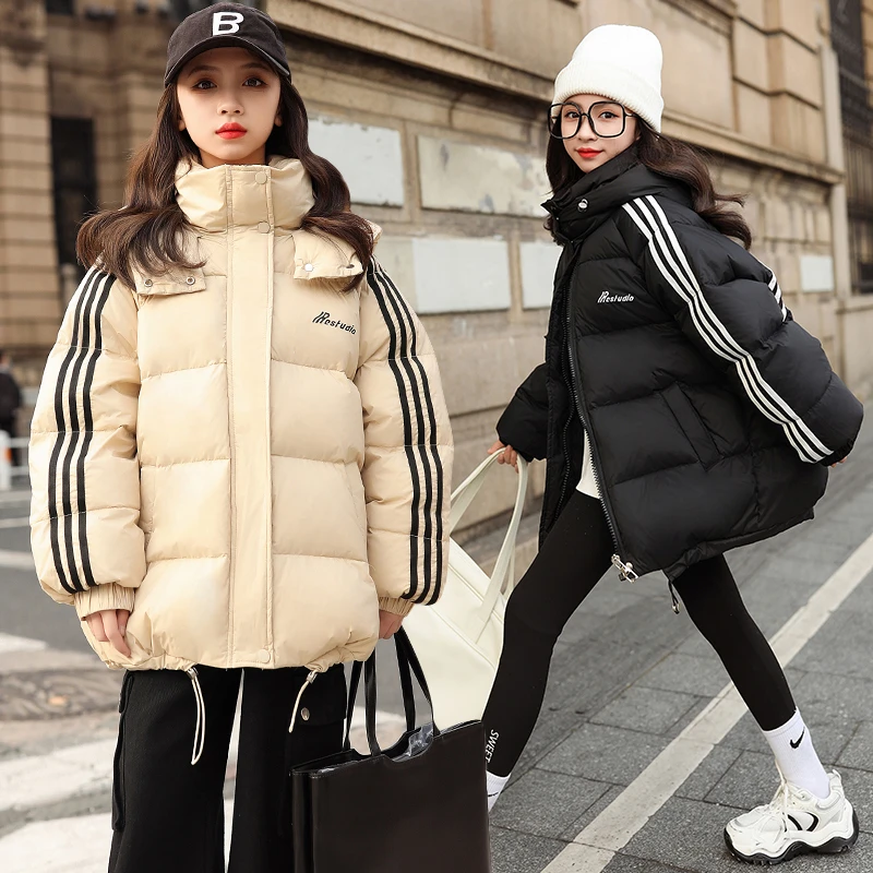 女大童冬装羽绒服2024新款洋气初中生加厚90白鸭绒女孩外套上衣潮