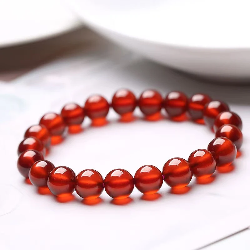 天然正品芬达石榴石手串单圈女人之石橙红色气质透体简约显白国风
