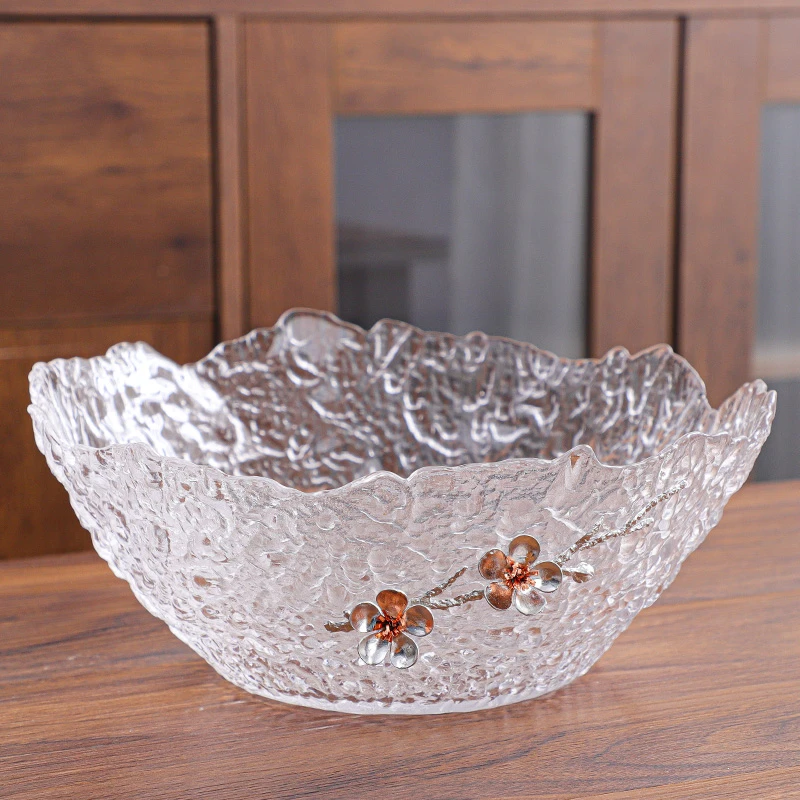 梅花玻璃大号茶洗磨砂粉色锤纹透明杯洗功夫茶具笔洗零配件大容量