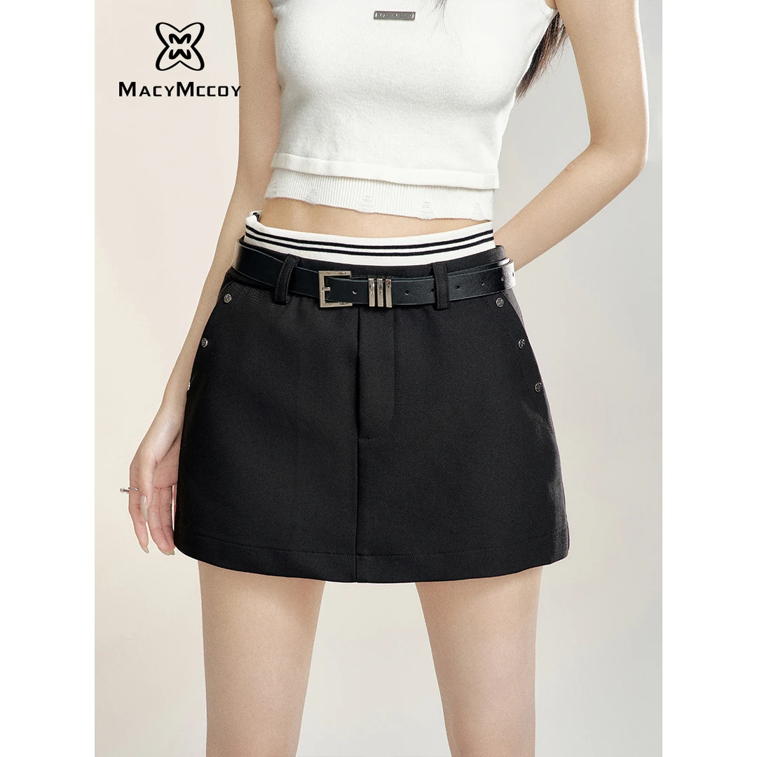 【毛毛专属】 MacyMccoy高腰百搭半裙时尚夏季黑色不规则设计感