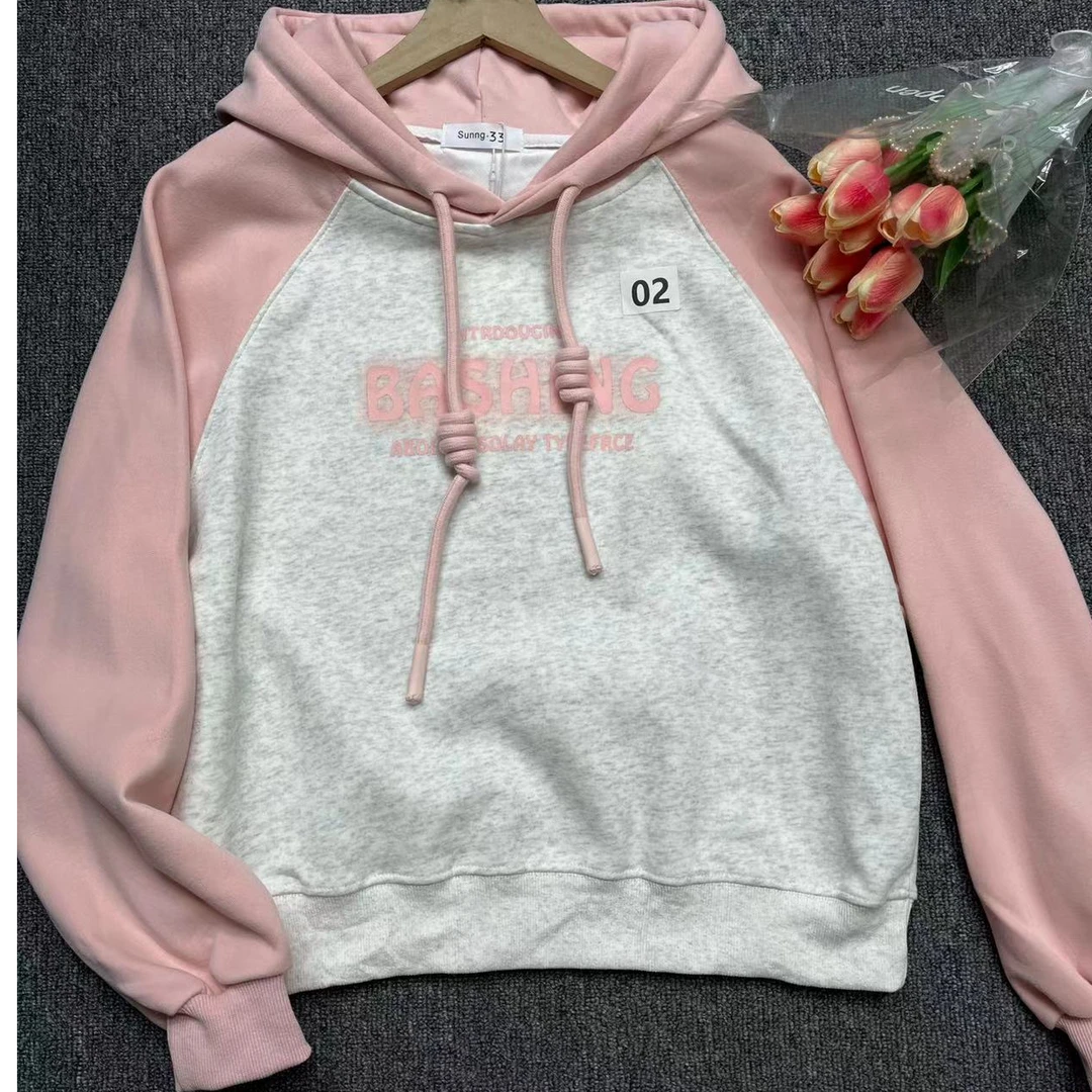 新款韩版宽松百搭插肩袖卫衣女上衣