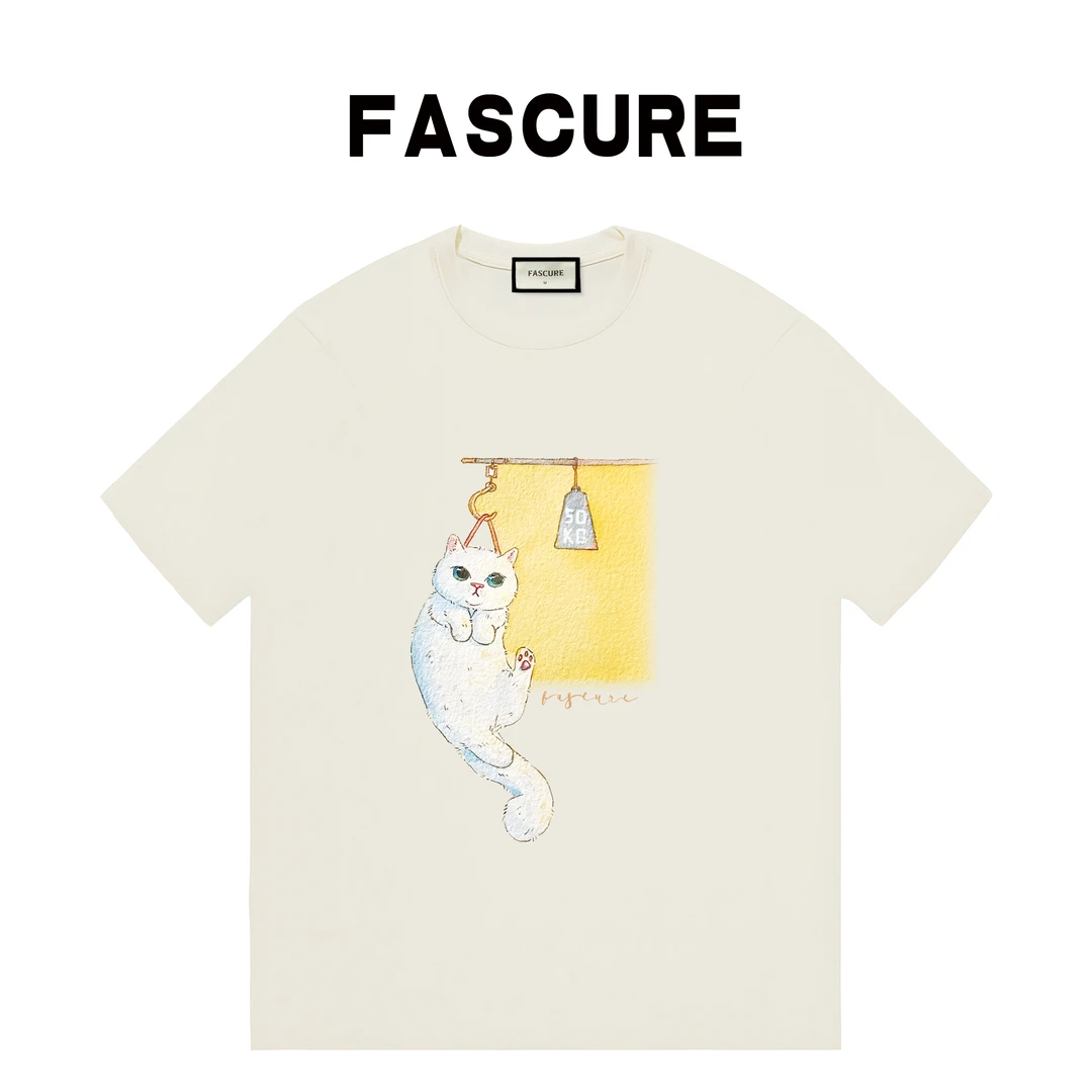 【FASCURE】F526小胖猫 高定T恤男女系列 260G纯棉宽松圆领短袖