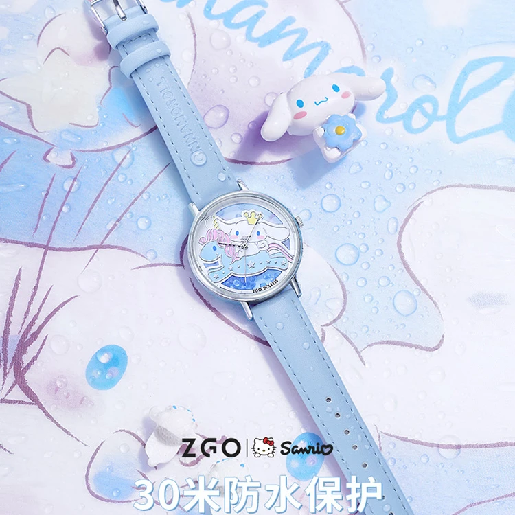 三丽鸥手表女玉桂狗凯蒂猫女孩2025新款初高中学生防水透明石英表