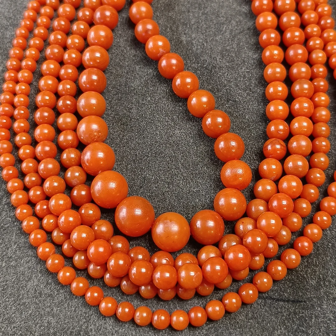 保山南红天然原矿东山郎坡柿子红满色满肉一米多长塔珠项链珠珠