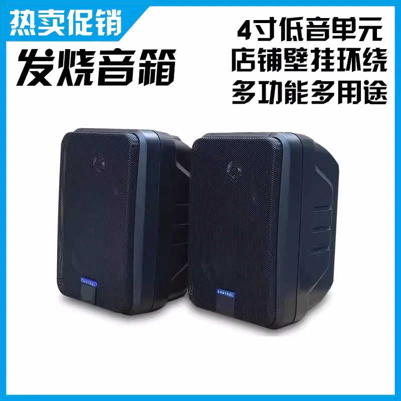 壁挂功率监听音箱4寸重低音背景喇叭影院环绕音响定阻无源音箱