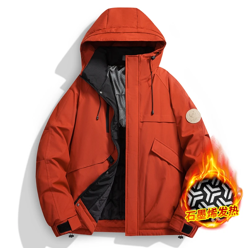 【晨晨妈妈】秋冬季工装连帽石墨烯棉服情侣款百搭休闲加厚保暖外套