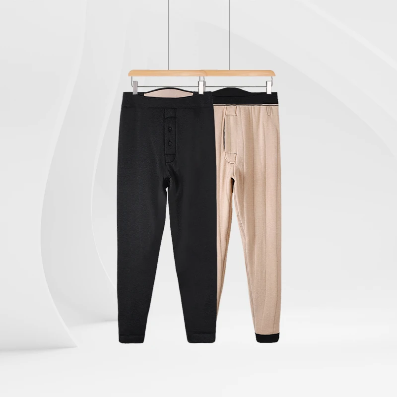 中老年羊毛保暖裤男士加厚高腰棉裤老人护腰膝爸爸棉毛裤大码冬季