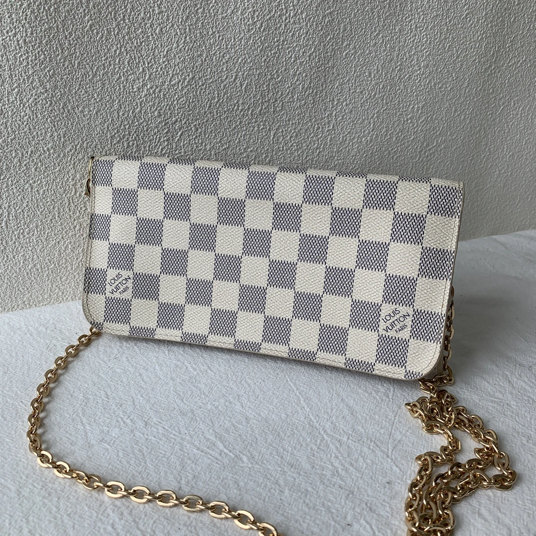 95新 LouisVuitton/路易威登 经典白棋盘格实用必备钱包手拿包