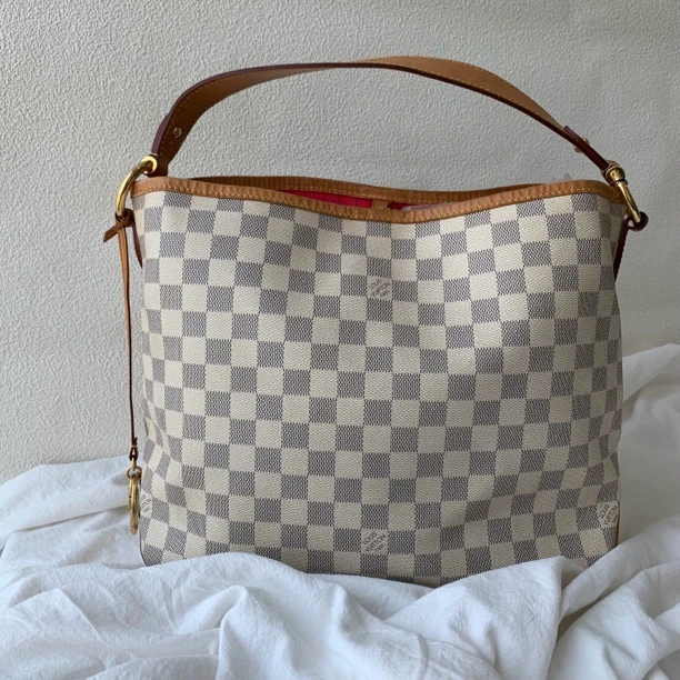 95新 LouisVuitton/路易威登 经典白棋盘delighful单肩包