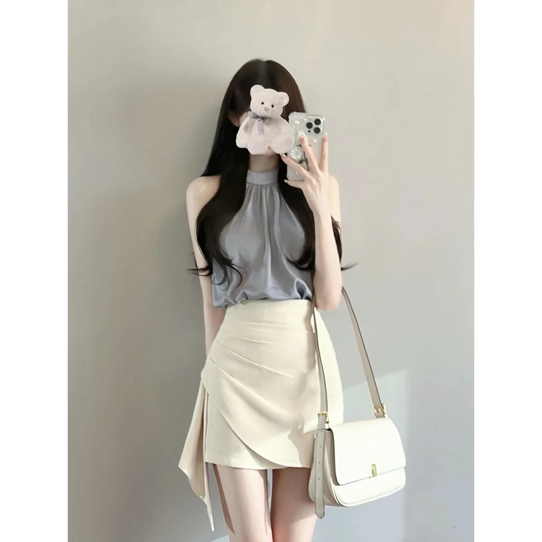 夏季新款韩系设计轻熟上衣包臀半身裙气质显瘦小香风套装两件套女