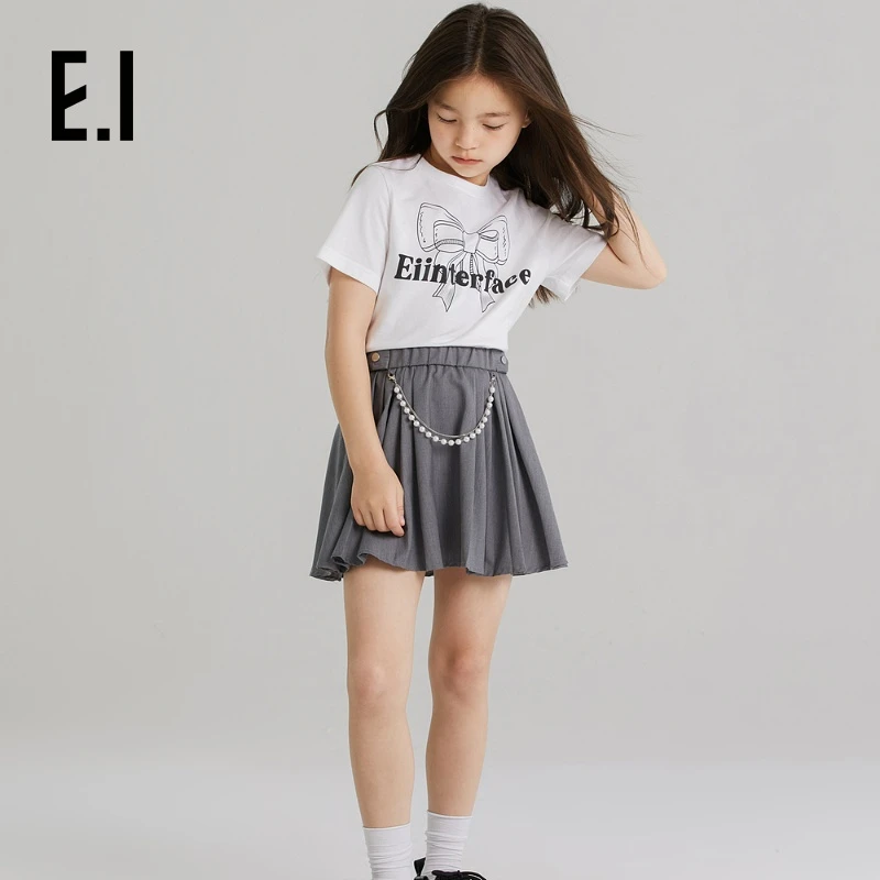 E.I女童半身裙夏季新款中大童百褶短裙亲子装D8232778695