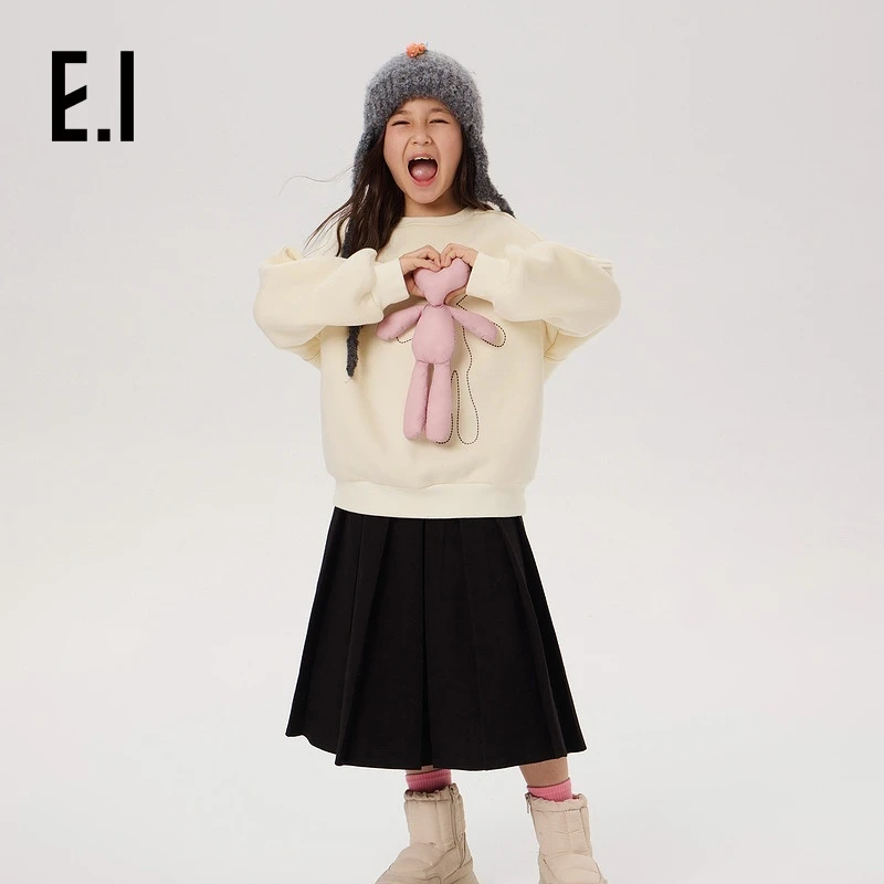 E.I童装女童加绒卫衣冬装中大童韩版休闲D8244655844