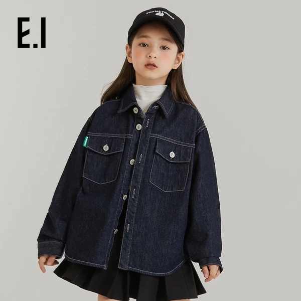 E.I童装儿童牛仔外套秋装男女童韩版牛仔衬衫D8233010792