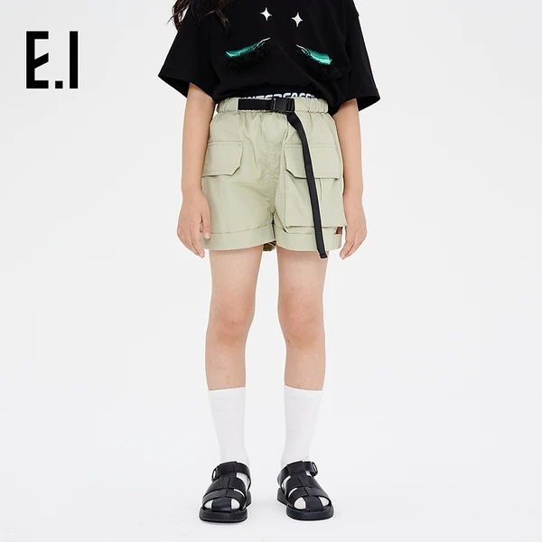 E.I女童夏装新品女孩工装风梭织夏季宽松短裤中大童D8222773907