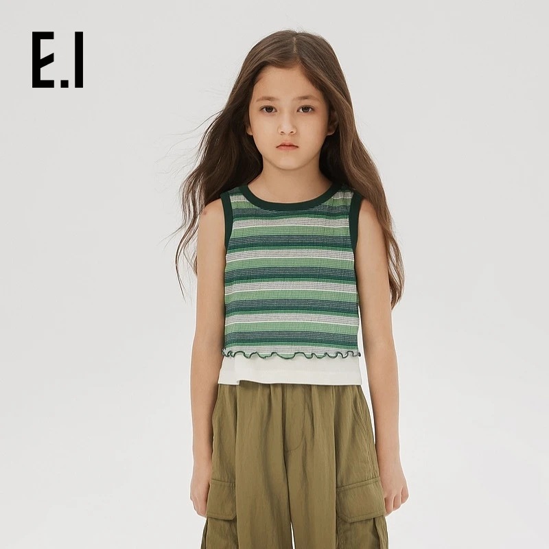 E.I童装女童条纹短袖T恤夏装美式复古短款D8242663818