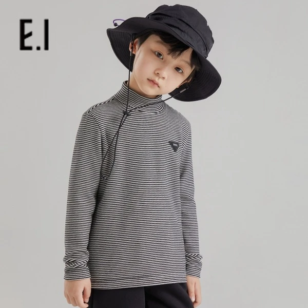 E.I冬装新品男童条纹 打底衫中高领中大童T恤D8224109253