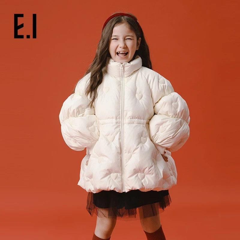 E.I童装女童中长款羽绒服冬装新款法式甜美韩版外套D8244650656
