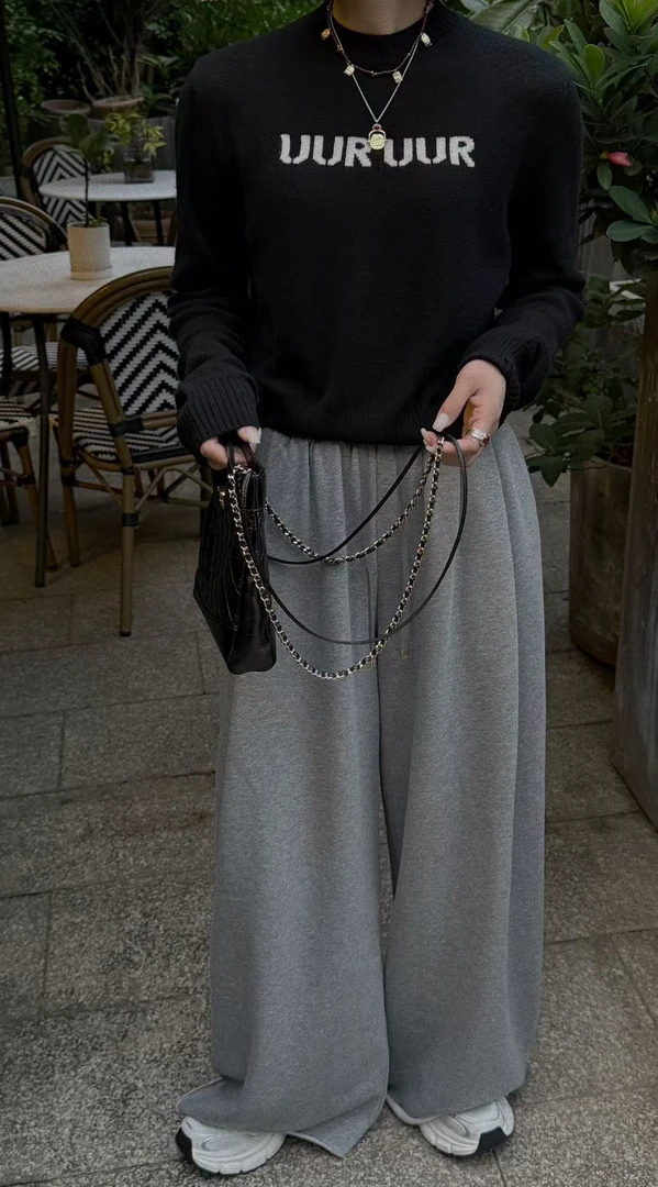 ELVISCHEUNG 针织高腰橡筋抽绳卫裤