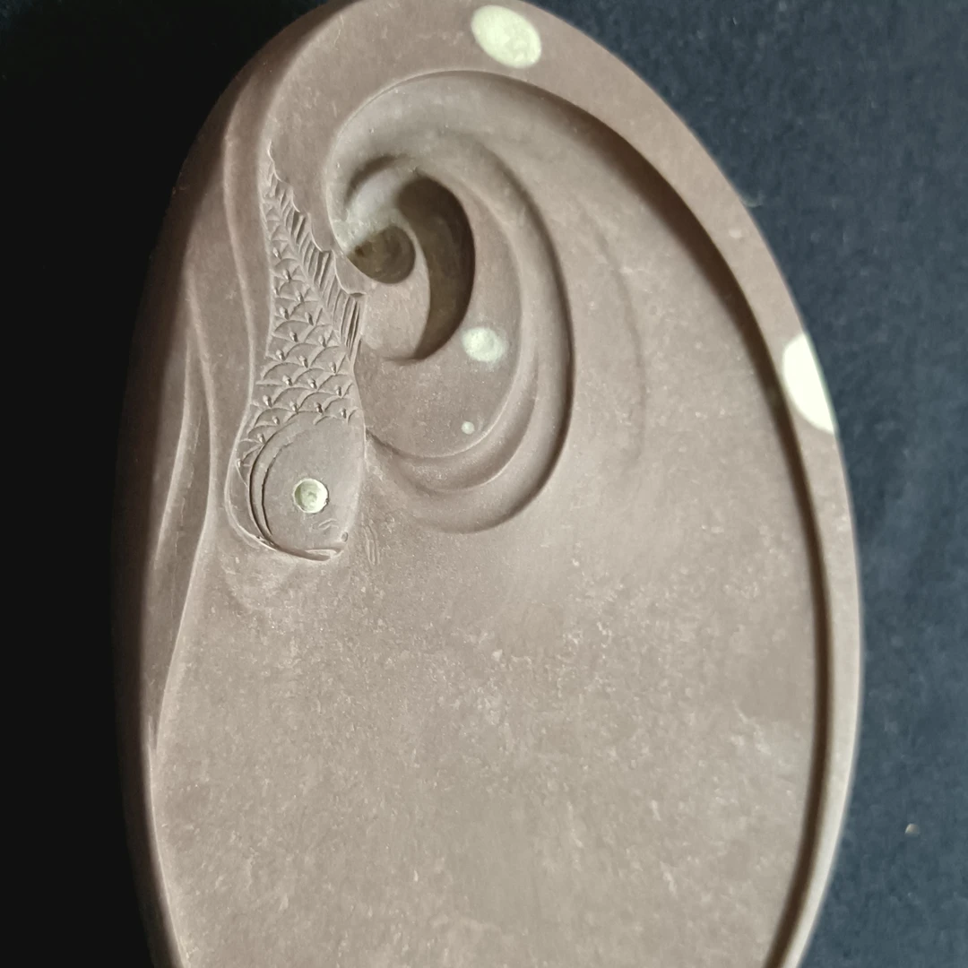 紫脆石小砚天然石眼巧雕工艺品收藏佳品
