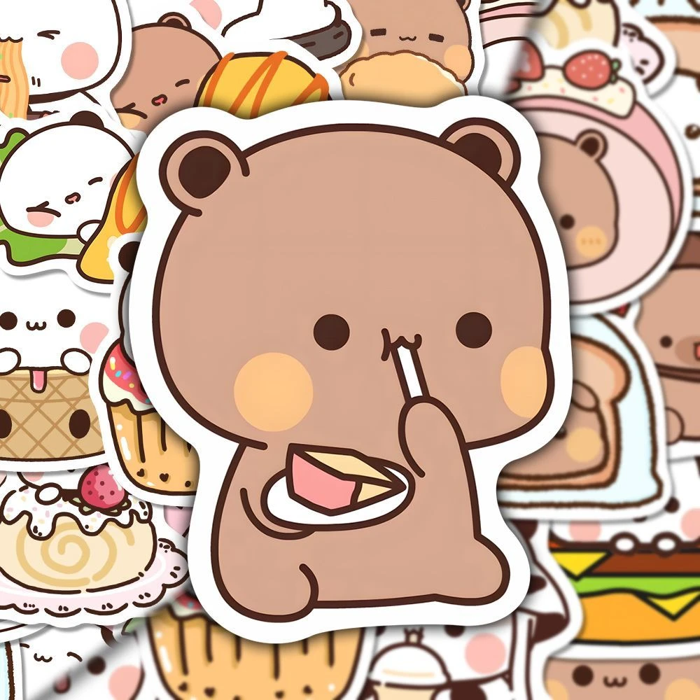 58张食物一二和布布贴纸可爱风卡通贴纸布布一二贴纸diy手机平板