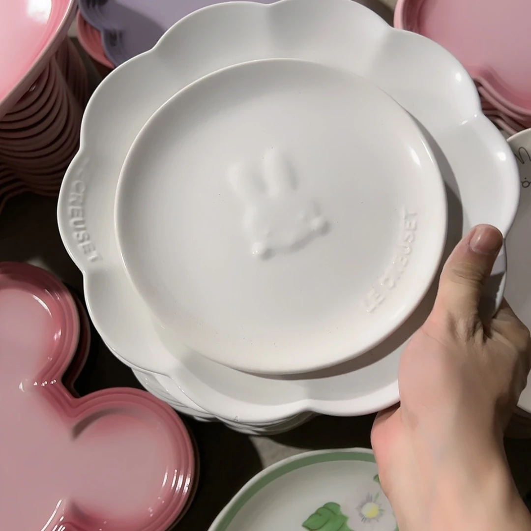 【闪购商品】陶瓷 瑕疵 多边盘➕小兔盘 白色