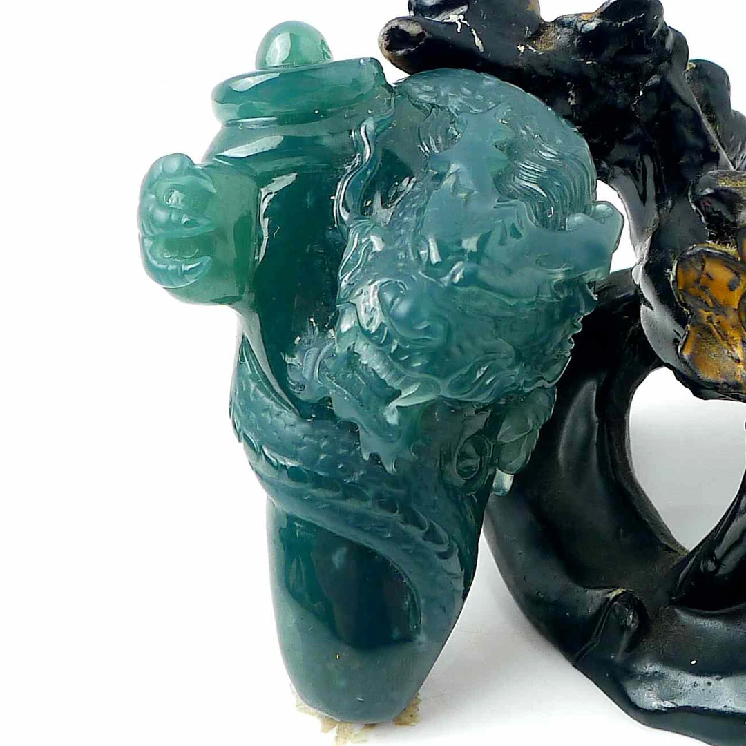 天然A货翡翠老坑冰润立体精雕刻盘龙柱吊坠挂件尺寸66-43-31mm