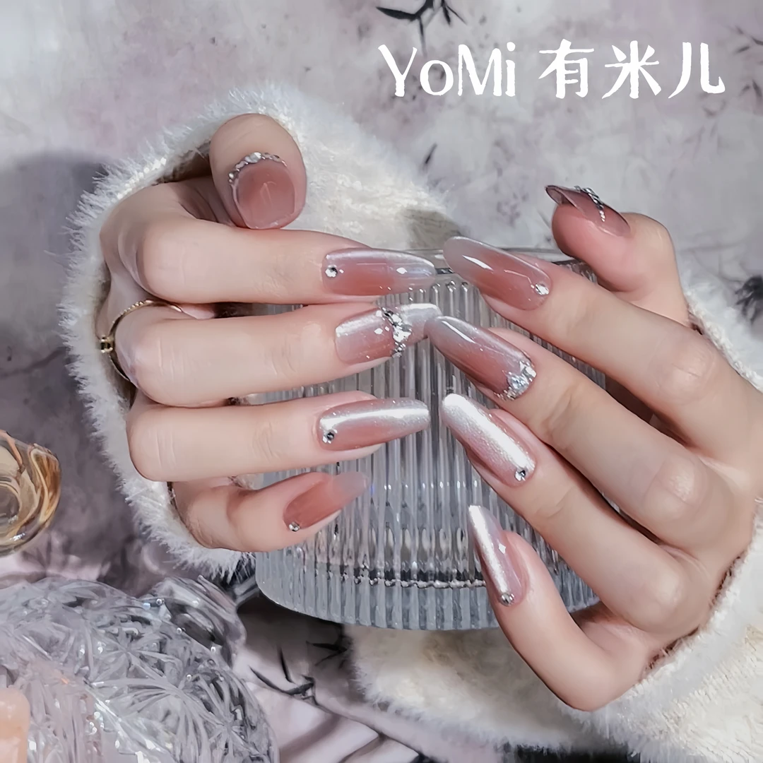 YoMi【桃羞】2024秋季温柔纯色裸粉显白百搭纯欲纯手工穿戴甲77
