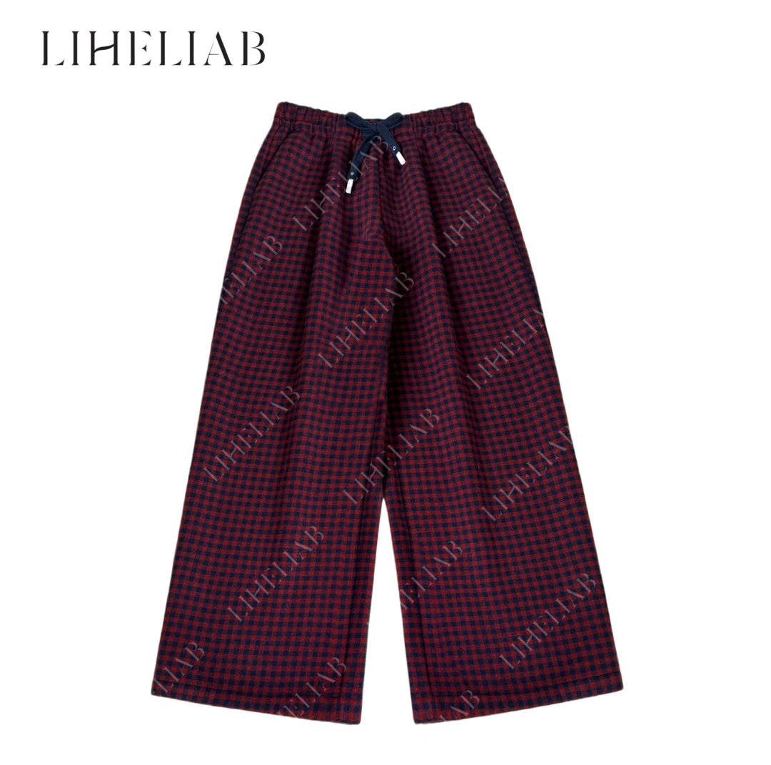 宝儿家 / 阔腿红格裤 秋冬显瘦喜庆氛围感百搭阔腿休闲格子裤