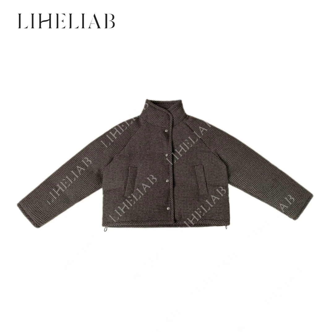 宝儿家 / 小香风立领羽绒服 冬季复古毛呢肌理感羊毛保暖羽绒服