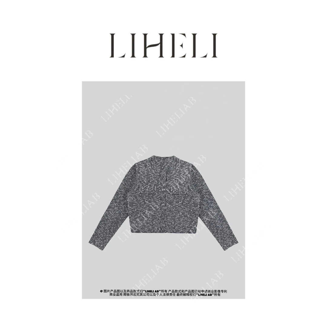 宝儿家 / 双色纱小香衣 轻奢高级设计感亮片小香圆领针织毛衣外套