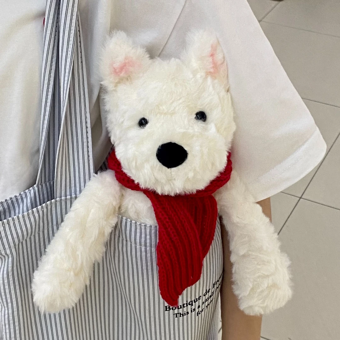 可爱西高地狗玩偶毛绒玩具娃娃治愈围巾慕斯狗玩具生日礼物送女生