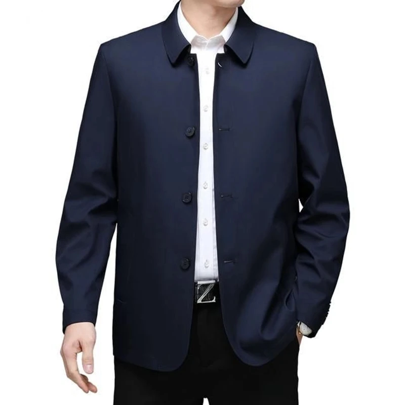 春秋商务休闲夹克中老年爸爸装免烫外套男士翻领春秋季宽松