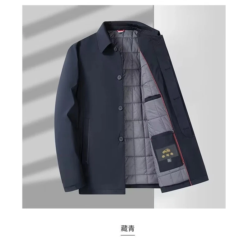 秋冬加绒款商务休闲中老年爸爸装免烫扣子款外套男士中年