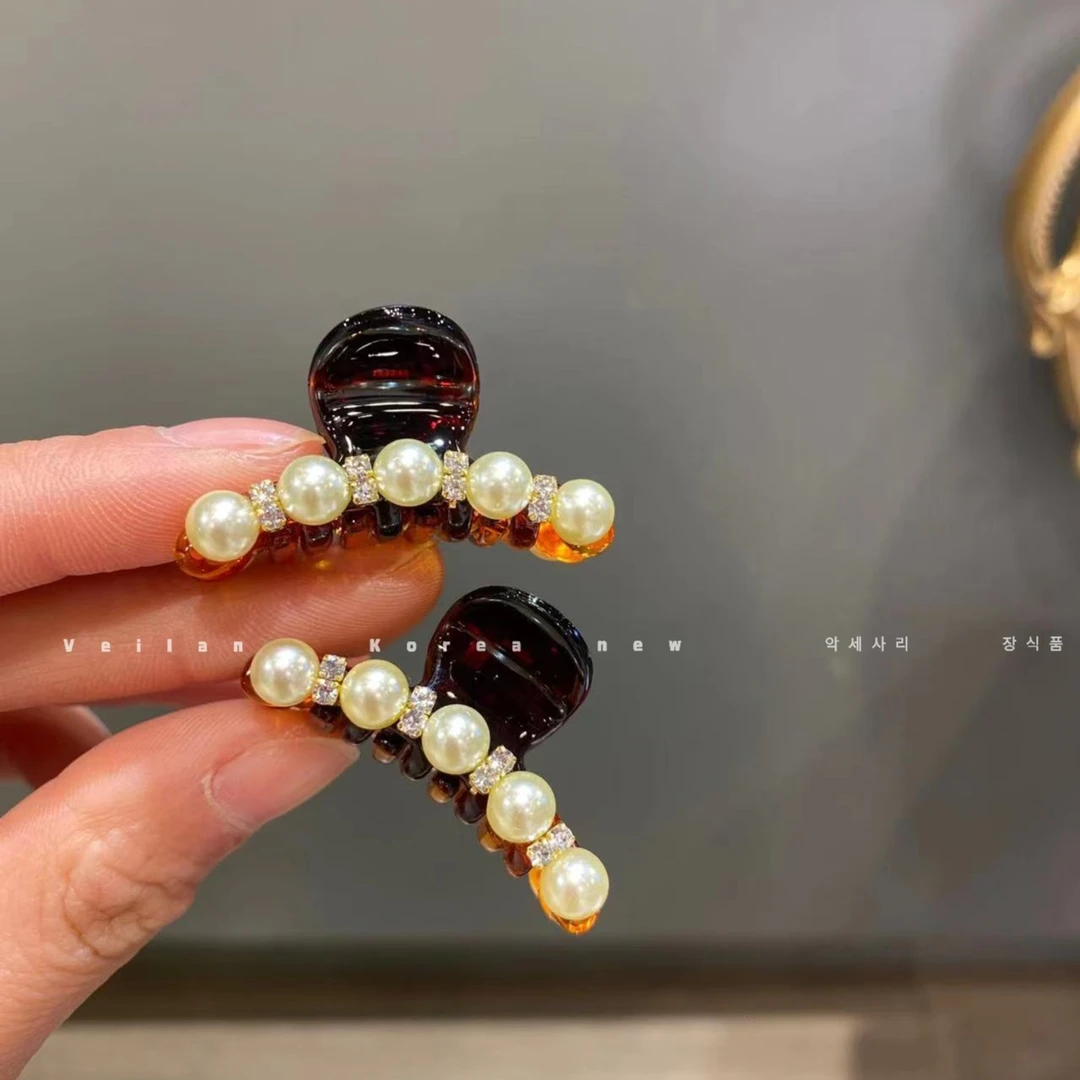 韩国高级感甜美珍珠侧边小抓夹公主头发夹小号刘海夹咬合力紧发饰