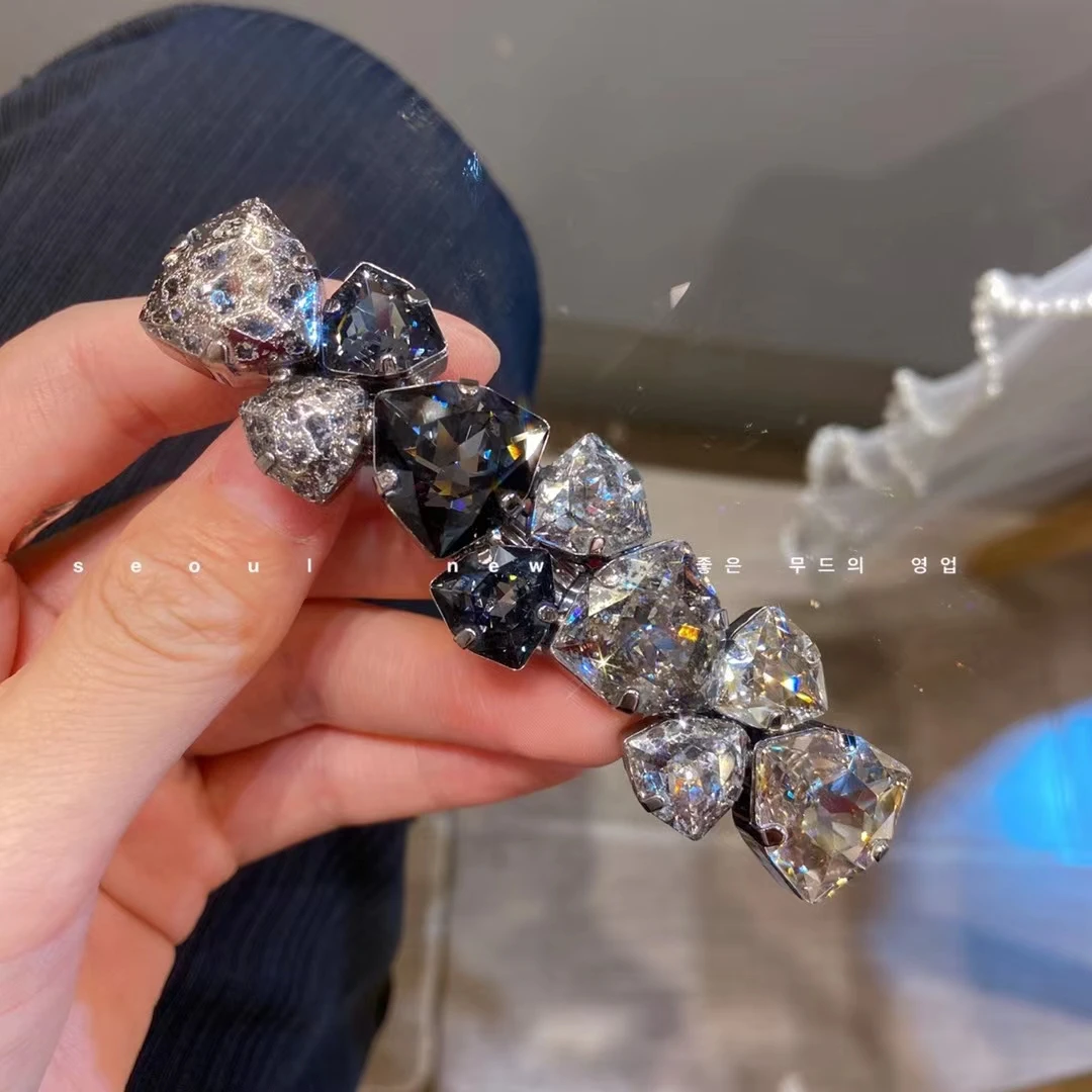 VEILAN 合金发饰 韩国轻奢水晶发卡后脑勺顶夹子高级感水钻马尾夹