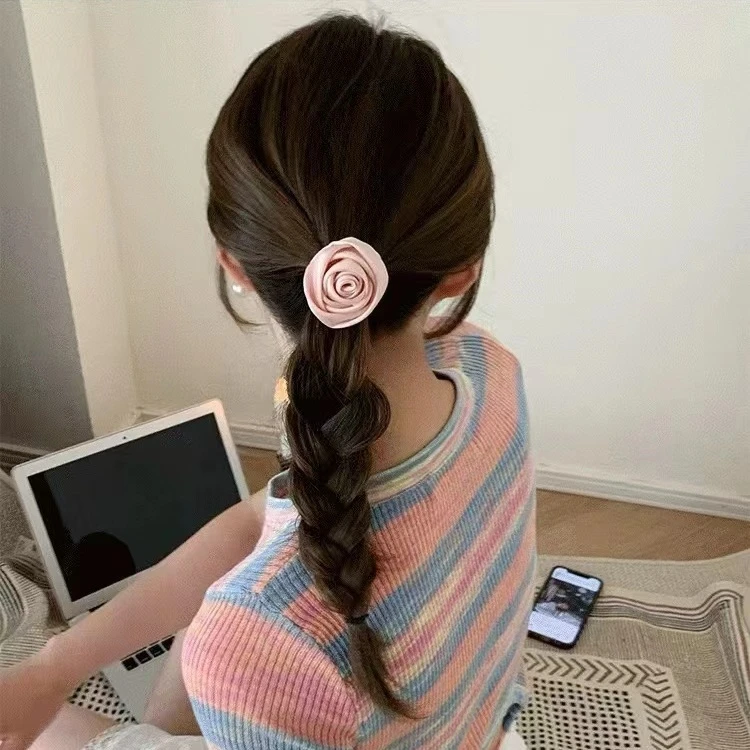 新款花朵发绳高级感玫瑰花发圈气质扎头发橡皮筋韩国发饰头花头绳