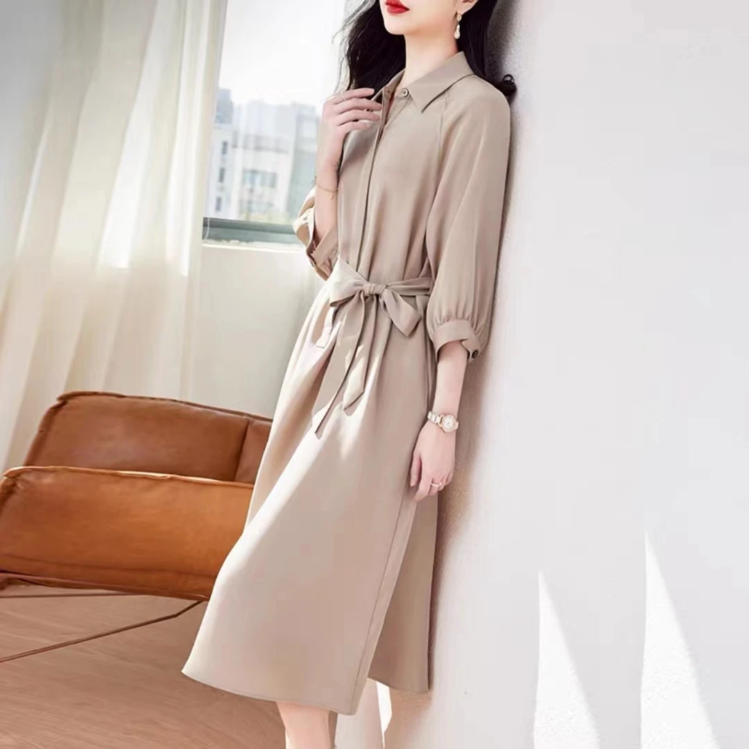 2025年简约大气35姆米重磅气质春款蚕丝连衣裙LG9016