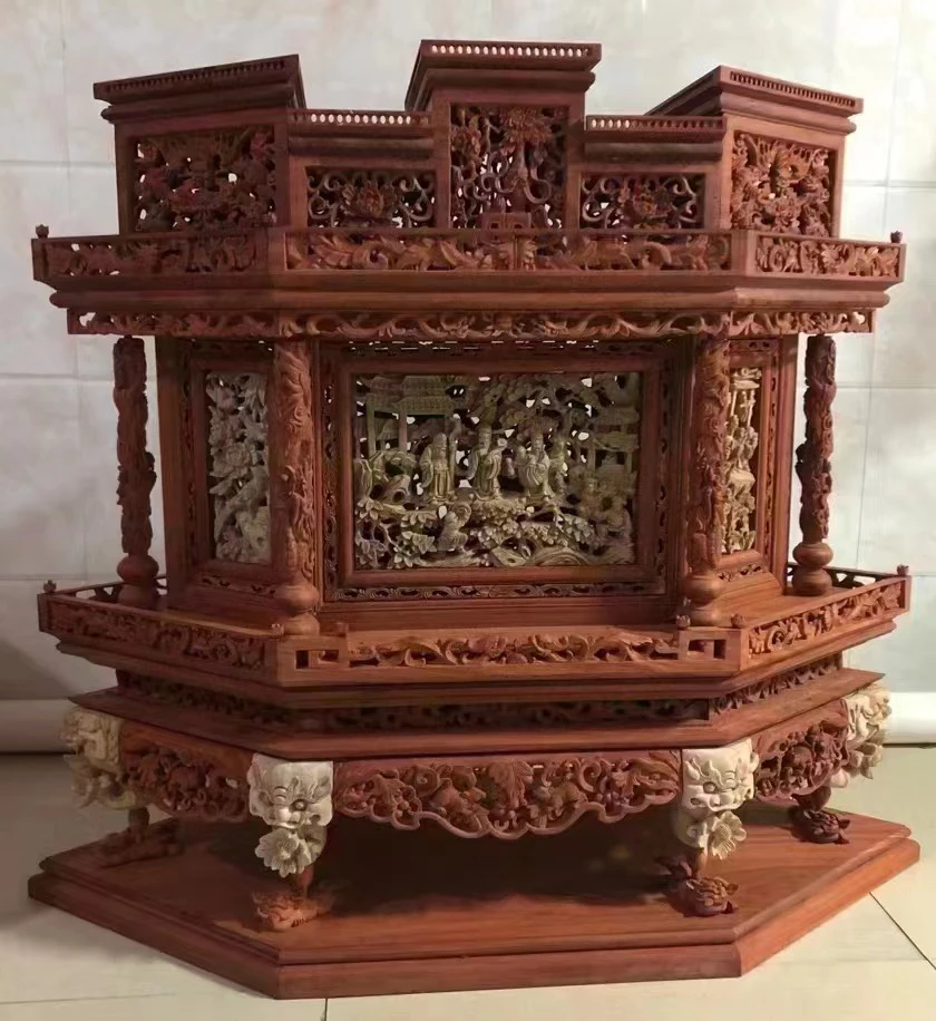 非洲红花梨大六角贡盒