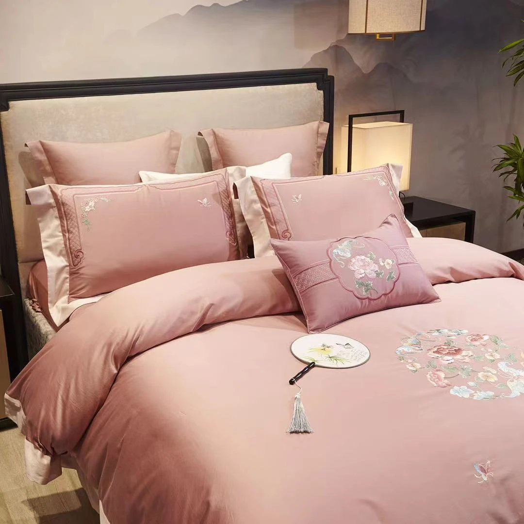 婉聘 wp四季款全棉贡缎四件套高货重工轻奢奢华网红高档