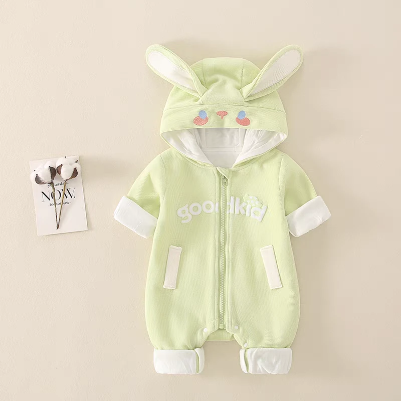 婴幼儿连体秋冬外出服哈衣外套装男宝宝超萌可爱爬服新生儿潮童