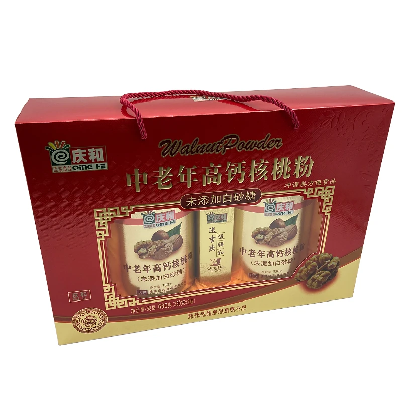 Qing  He/庆和中老年高钙核桃粉660g春节送礼送父母亲戚礼盒装