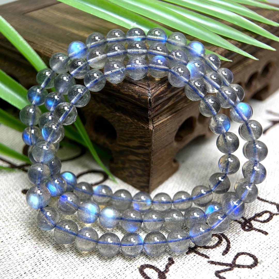 SS级纯蓝灰月光多圈手串4-6mm+ FX-5341