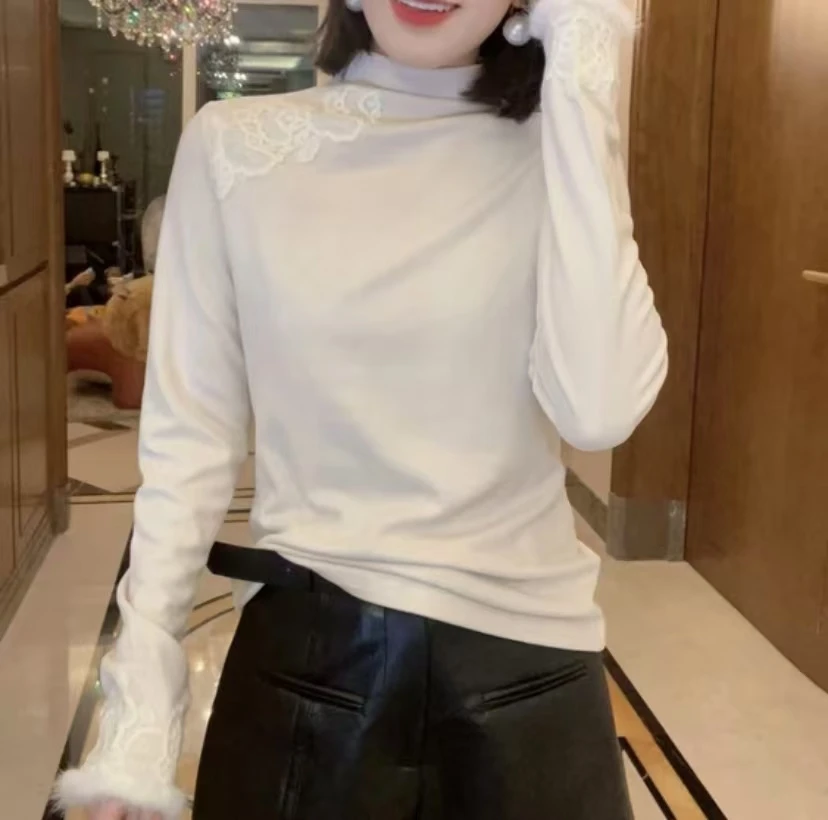 【浮梦】新中式时尚显瘦百搭简约款日常气质半高领百搭加绒加厚小衫